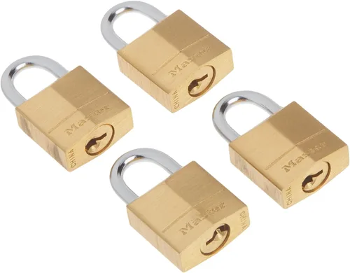 Vista 2 de Master Lock 120Q Candados anchos con llave, 3/4 pulgada, latón macizo, 4 unidades, 120Q