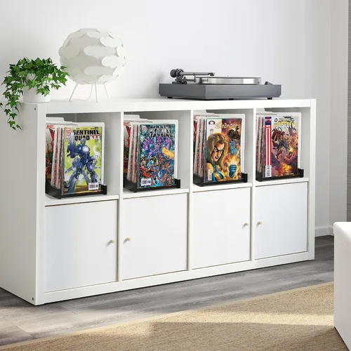 Vista 3 de Soporte de almacenamiento patentado para cómics, caja de exhibición de madera y acrílico para coleccionistas, organizador para cómics, revistas