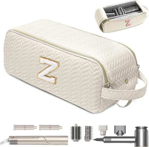 Vista 10 de Bolsa de viaje para herramientas de cabello personalizadas con inicial, compatible con Shark FlexStyle, Revlon y Dyson Organizador de cepillos