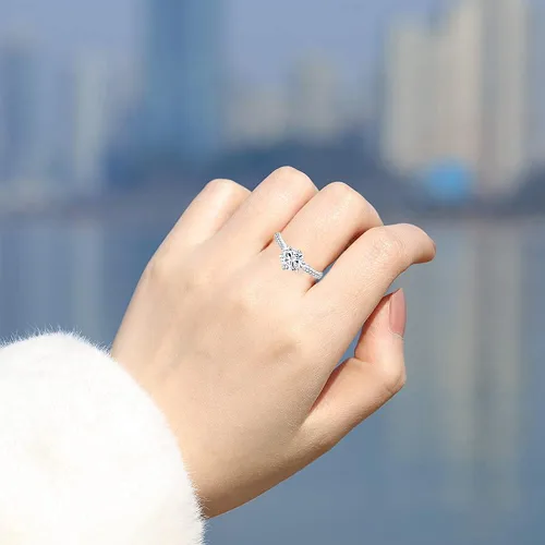 Vista 5 de JO WISDOM Anillo de compromiso de plata de ley 925 para mujer, con circonita cúbica 5A de 0.276 in, joyería para mujer