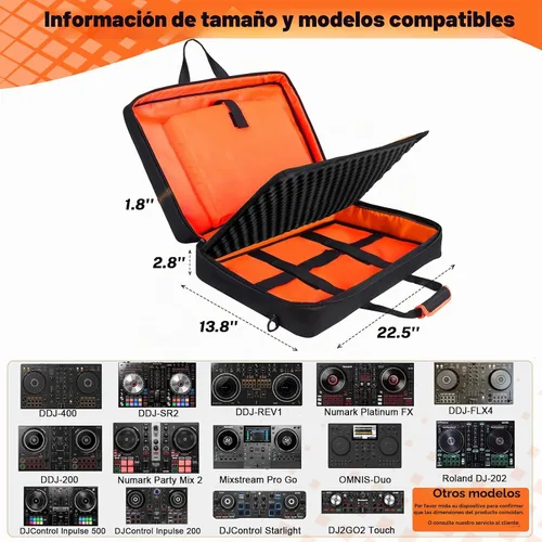 Vista 2 de Funda para controlador DJ para DDJ-FLX4/200/400/SR2/REV1 Numark Con acolchado grueso de EVA, correa de hombro ajustable, se adapta a portátiles