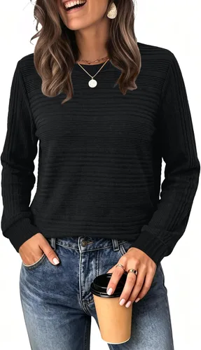 Vista 11 de WIHOLL Camisetas de manga larga para mujer, trajes de otoño, camisas de Caqui