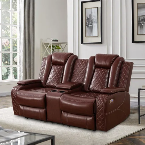 Vista 22 de Sillón reclinable eléctrico para sala de estar, silla reclinable de cuero con LED/almacenamiento, muebles reclinables de 1 plaza, sofá de cuero Negro