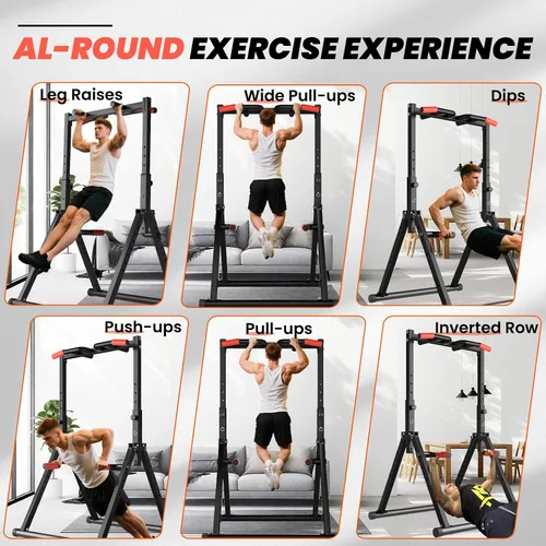 Vista 6 de DOBESTS Power Tower Pull Up Bar Free Standing, Foldable Pull Up Station
