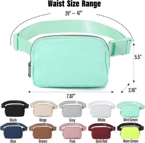 Vista 6 de Riñonera con cartera para tarjetas para mujeres y hombres, cangurera Everywhere con correa ajustable, mini cangureras unisex a la moda, Verde