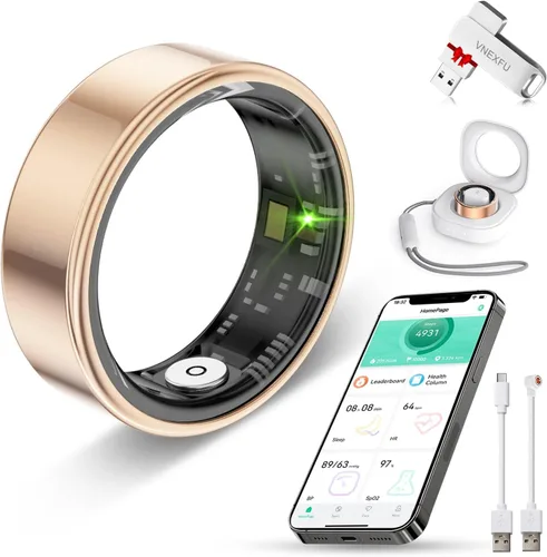 Vista 10 de Smart Health Ring for Women Men Fitness Tracke IP68 Waterproof Fitness Ring with Heart Rate/Blood Pressure/Blood Oxygen/Sleep Tracker/Step/Calories