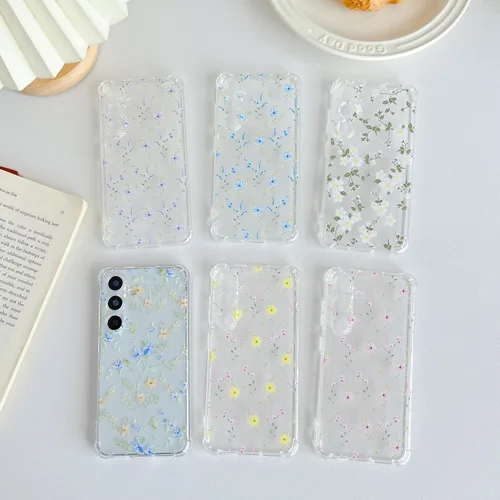 Vista 3 de ZTOFERA Funda transparente para Samsung Galaxy S24 con bonito patrón de flores para mujeres y niñas, funda protectora a prueba de golpes, delgada