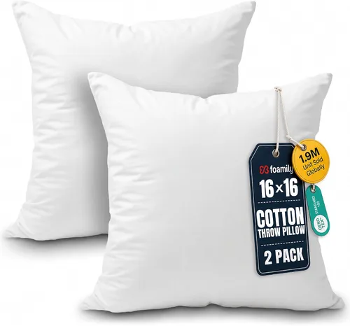 Vista 20 de Foamily Insertos de almohada 100% algodón de 12 x 12 pulgadas, rellenos de almohada para almohadas decorativas para sofá y cama, relleno de almohada