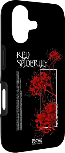 Vista 3 de Funda de estética de anime japonés rojo lirio en suave grunge para iPhone 17