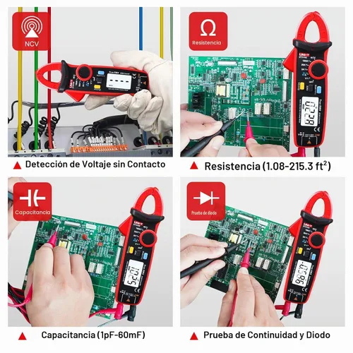 Vista 5 de UNI-T Multímetro de pinza digital UT210e AC DC Amp Meter, True RMS, 2000 Counts Voltmeter, Continuity Tester Capacitor, HVAC Tool Multi Tester