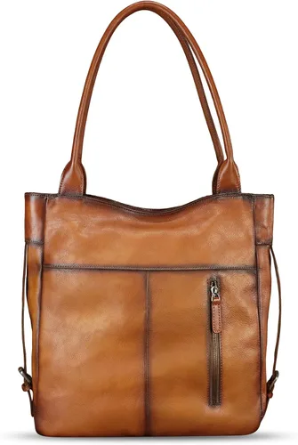 Vista 7 de Bolso de hombro de cuero genuino para mujer, bolso de cuero pintado a mano, bolso de mano para trabajo, bolso casual