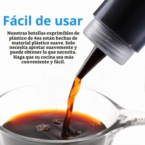 Vista 5 de Botella exprimible, Shekure 30 piezas de 4 onzas de plástico de grado alimenticio premium con tapas de presión. Incluye 2 etiquetas y 1 bolígrafo