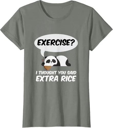 Vista 13 de ¿Ejercicio? I Thought You Said Extra Rice Panda Gift T-Shirt, Negro, S