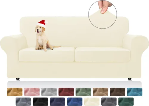 Vista 15 de KEKUOU 4 piezas de fundas elásticas para sofá de 3 cojines, fundas para sofá para mascotas, fundas para sofá lavables, suaves y elásticas, protector