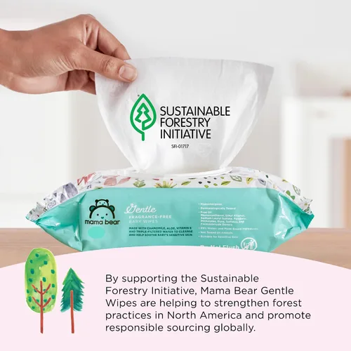 Vista 4 de Marca Amazon – Mama Bear - Toallitas suaves formuladas sin fragancia, hipoalergénicas, piel sensible, sin perfume, 800 unidades (8 paquetes de 100)
