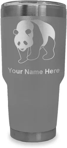 Vista 37 de LaserGram Vaso aislado al vacío de 20 onzas, oso panda, grabado personalizado incluido (negro)