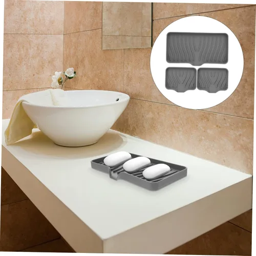 Vista 9 de Jabonera de silicona y soporte de esponja para fregadero de cocina y ducha, bandeja de jabón autodrenante para una fácil limpieza y organización