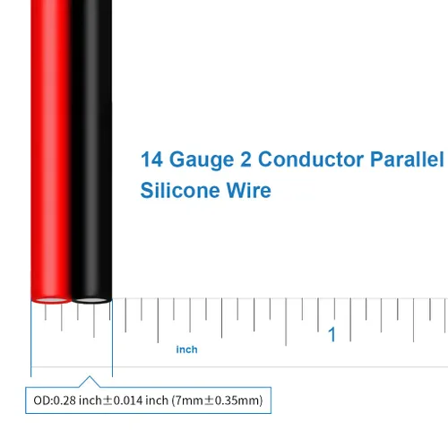 Vista 2 de BNTECHGO Cable de silicona paralelo flexible de calibre 14, 2 conductores, rojo y negro, alta resistencia, 200 grados C 600 V para cable de Alambre