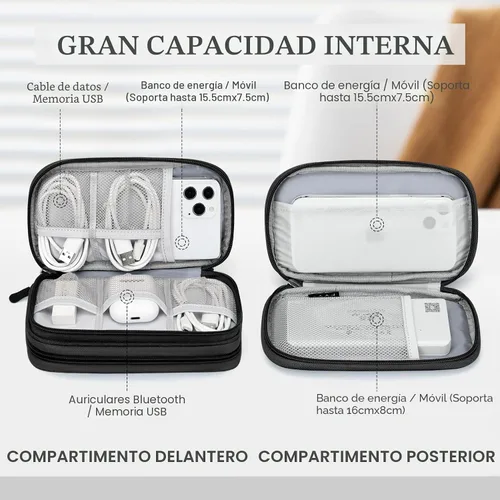 Vista 3 de FYY Organizador electrónico, organizador de cables de viaje, bolsa organizadora de cables electrónicos, funda de transporte, portátil, impermeable