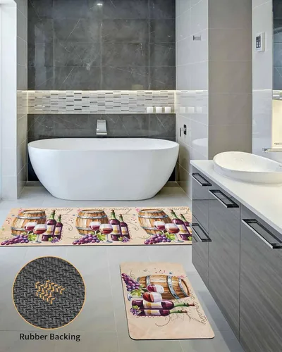 Vista 5 de Tapete de baño retro de barril de vino para bañera, antideslizante, de secado rápido y absorbente, tierra de diatomeas, fregadero de cocina, tapete
