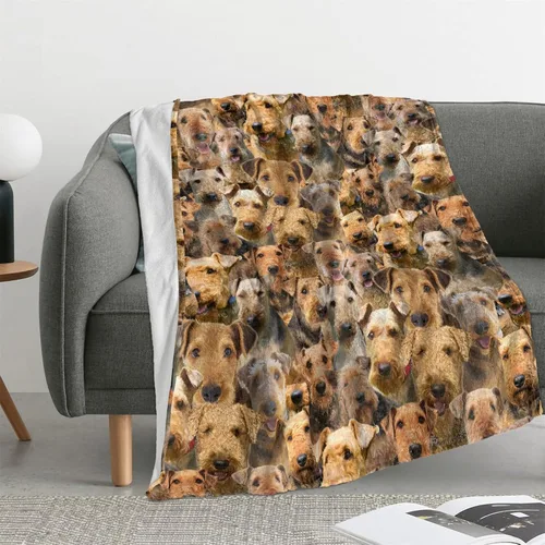 Vista 2 de Manta con estampado Airedale Terrier – Manta con estampado de animales divertidos para amantes de los perros y cachorros, regalos Airedale Terrier