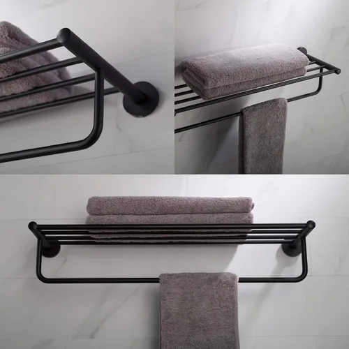 Vista 3 de KRAUS Elie KEA-18842MB - Estante de baño con toallero, acabado negro mate