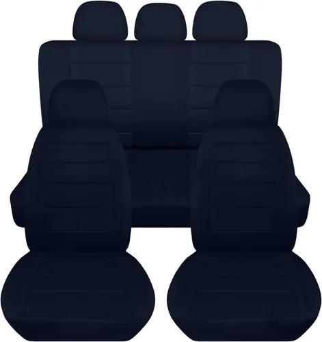 Vista 11 de Totally Covers Fundas de asiento de coche sólidas con 5 fundas (2 delanteras + 3 traseras) para reposacabezas: color negro, ajuste