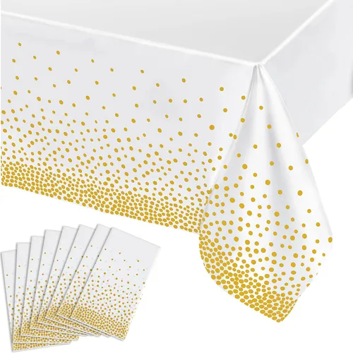 Vista 25 de Paquete de 14 manteles de plástico desechables rectangulares negros de 54 x 108 pulgadas - Cubiertas decorativas lisas para fiestas, bodas