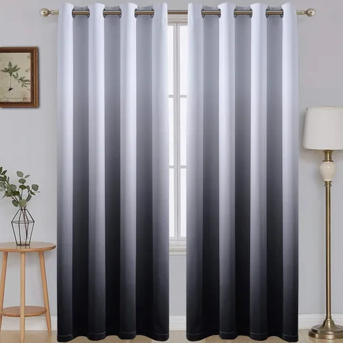 Vista 21 de SimpleHome Cortinas degradadas degradadas para oscurecer la habitación de 36 pulgadas de largo para dormitorio, con ojales y bloqueo de luz Negro