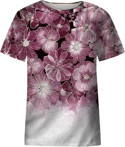 Vista 3 de Blusa de manga corta transpirable con cuello redondo para mujer, con estampado de abejas de abeja