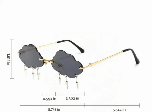 Vista 5 de ENTHYI Cloud Lightning - Lentes de sol para mujeres/hombres, sin marco, para fiesta, sin montura Negro