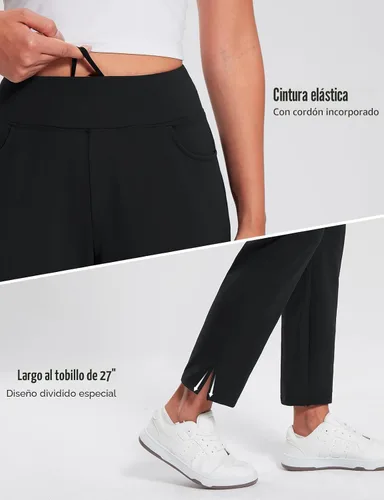 Vista 5 de baleaf Pantalones térmicos con forro polar para mujer para clima frío Negro