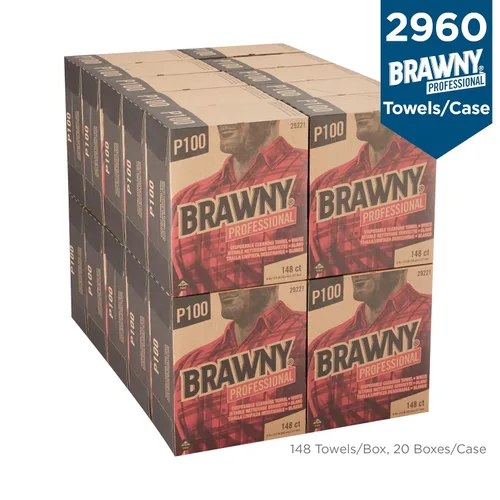 Vista 4 de [Usado] Georgia-Pacific Brawny Professional P200 - Toalla de limpieza desechable de GP PRO (Georgia-Pacific), 29221, 1/4 pliegue, blanco, 2960
