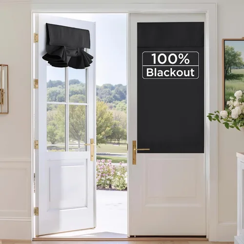 Vista 15 de RYB HOME 2 paneles 100% opacos para puerta de aula, 8 pulgadas de ancho x 36 pulgadas de largo, color beige biscotti, sin taladro, para ventana