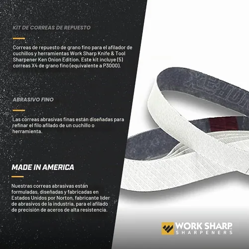 Vista 3 de Work Sharp WSSAKO81120 - Kit de cinturón de grano fino, blanco/gris para Ken Onion Edition