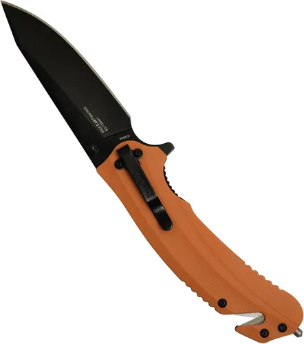 Vista 7 de Kershaw Outlier Tactical Karambit Cuchillo Barricade Naranja Multifunción Rescue Pocket Knife