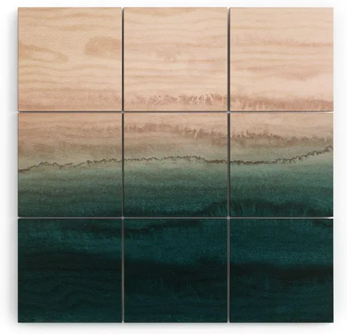 Vista 32 de Society6 Monika Strigel - Mural de pared de madera de sirena de verano de mediados de siglo, 4 x 4 pies, multicolor