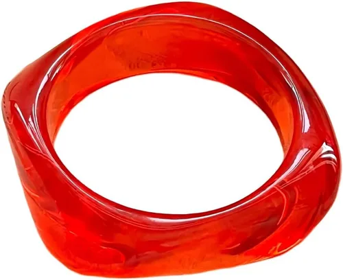Vista 5 de Fuqimanman2020 Pulsera cuadrada irregular de resina acrílica retro colorida gruesa geométrica para mujer Verde