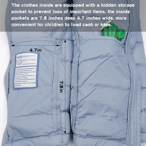 Vista 8 de Chaquetas de plumón de ganso para niños pequeños 750 ligeras resistentes al agua con capucha