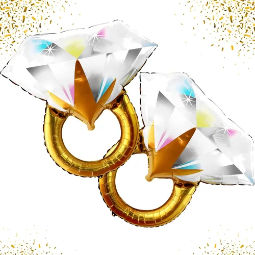 Vista 8 de KatchOn, Lindo Globo de Anillo de Diamante - Paquete de 4, 18 Pulgadas Decoraciones para Despedida de Soltera Globos de Anillo de Compromiso