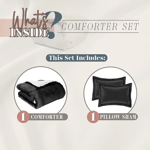 Vista 4 de Elegant Comfort Juego de edredón sherpa ultra afelpado de 2 piezas, color sólido y reverso esponjoso, apto para todas las estaciones, peso pesado