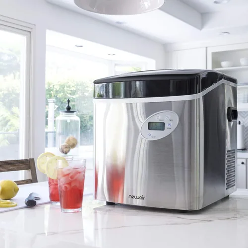 Vista 3 de NewAir Máquina de hielo portátil de 50 libras diariamente, 12 cubos en menos de 7 minutos, diseño compacto de encimera, hielo en forma de bala de 3