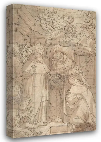 Vista 5 de ArtDirect Aurelio Lomi 16x24 Gallery Wrapped Canvas Museum Art Print Titled: Saint Hyacinth Receiving the Dominican Habit (1556-1622)