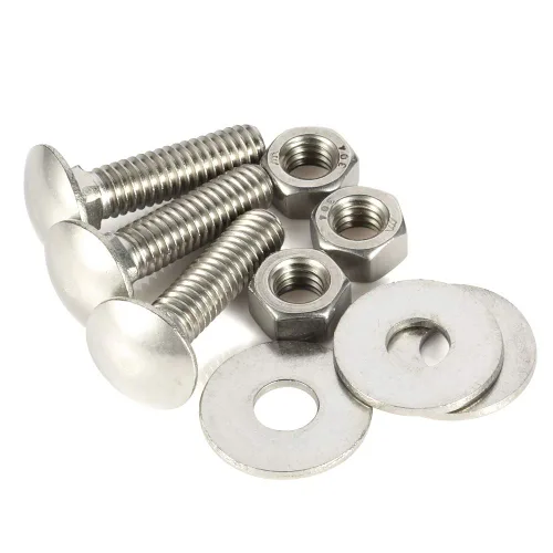 Vista 4 de Kit de tornillos y tuercas de carro de 1/4-20 x 1, arandelas planas, tornillos de cuello cuadrado de cabeza redonda, acero inoxidable 18-8 (304), 10