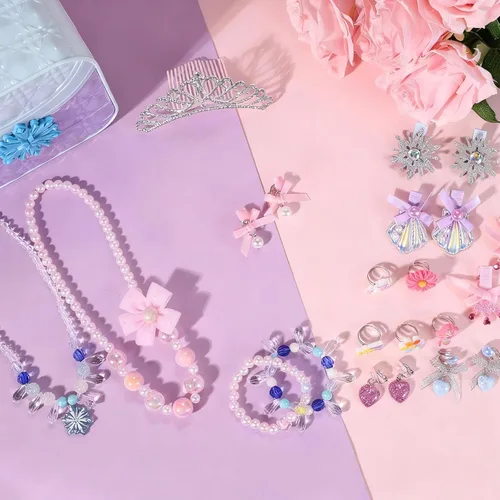 Vista 4 de Conjunto de joyas PinkSheep para niñas con caja, collar de anillo con corona de princesa para niños pequeños, juguete de disfraz, joyería para niñas