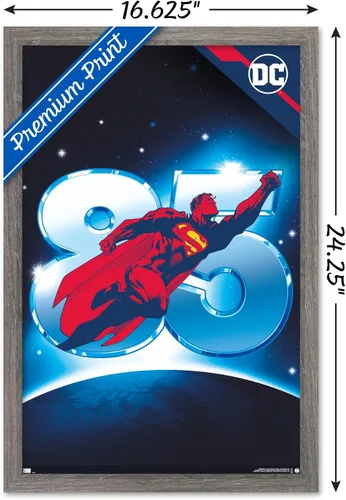 Vista 3 de Trends International DC Comics - Póster de pared de Superman 85, 14.725 x 22.375 pulgadas, versión enmarcada de madera de granero