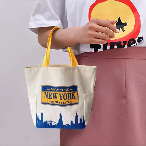 Vista 2 de Lindo recuerdo multiusos elegante de Nueva York para bolsa de viaje, totalizador de comestibles, bolso de compras, bolsa de almuerzo (JP-330156B)