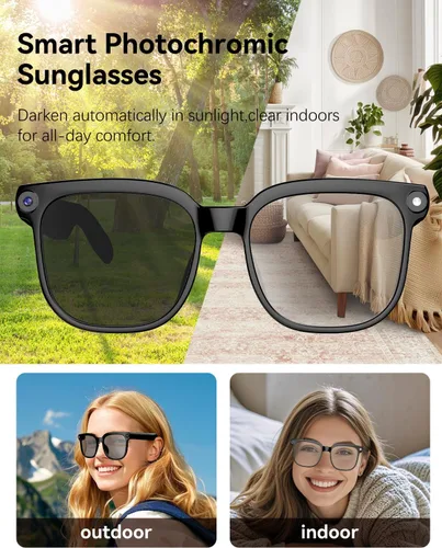 Vista 10 de Gafas inteligentes AI con cámara de 8 MP, video 4K y traducción de 139