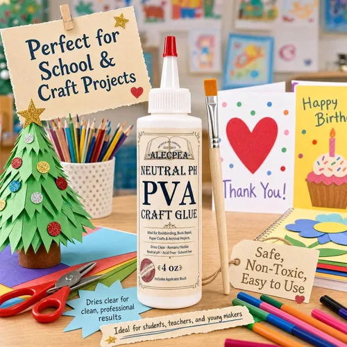 Vista 4 de ALECPEA Pegamento PVA 4 oz para manualidades y proyectos de papel