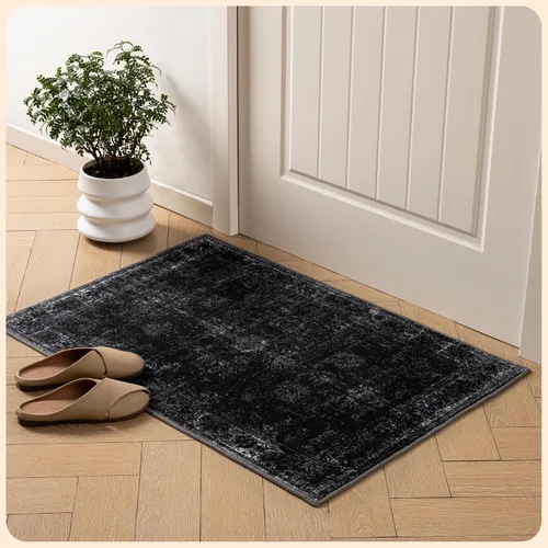 Vista 82 de Istana Alfombra larga antideslizante de 2.5 x 8 para el hogar, para pasillo y cocina, lavable, sedosa y suave al tacto, elegante, color azul y marfil